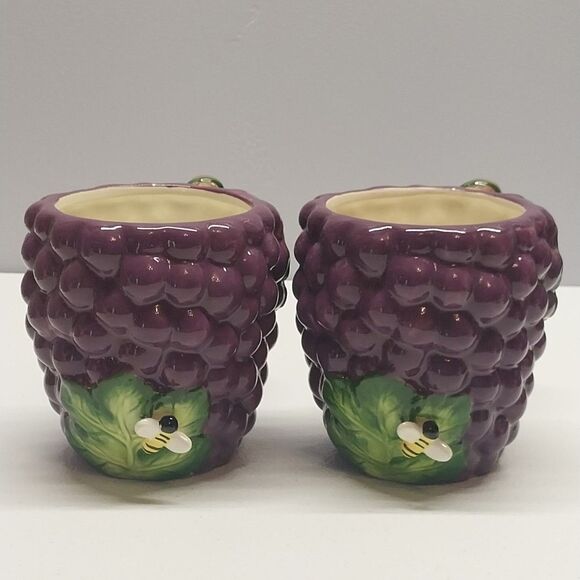 Vintage 99 Martha Stewart Large Grape Coffee Mugs Exclusive for MACY'S Bees Vine - Picture 4 of 13